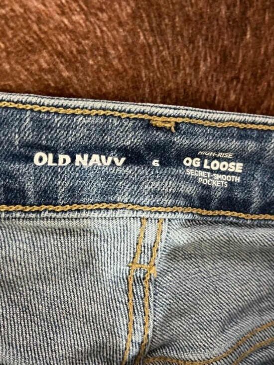 Old Navy High Waisted OG Loose Jeans Medium Wash Blue 6 - Picture 4 of 9